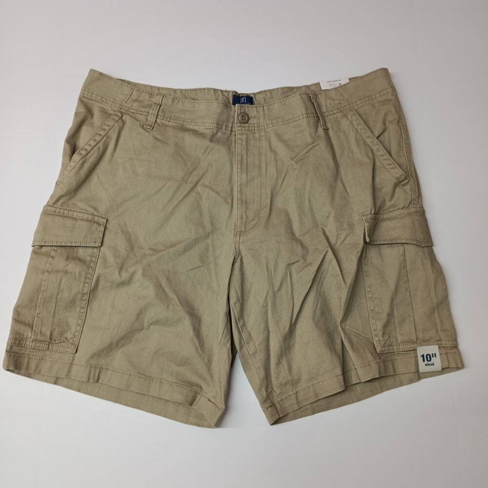 George‎ Cargo Shorts Mens Size 40 Beige Flat Front 10" Inseam